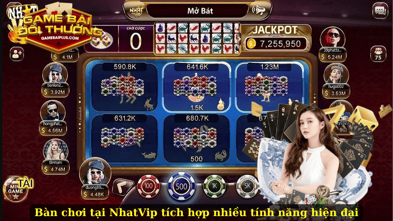 Bàn chơi tại NhatVip tích hợp nhiều tính năng hiện đại