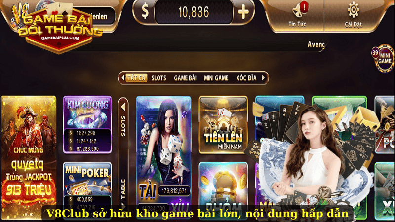 V8Club sở hữu kho game bài số lượng lớn, nội dung hấp dẫn